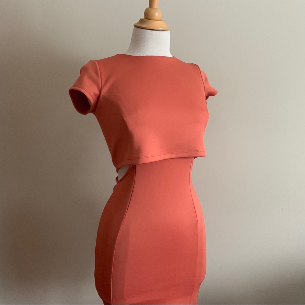 Fitted Cap Sleeve Cut-Out Dress